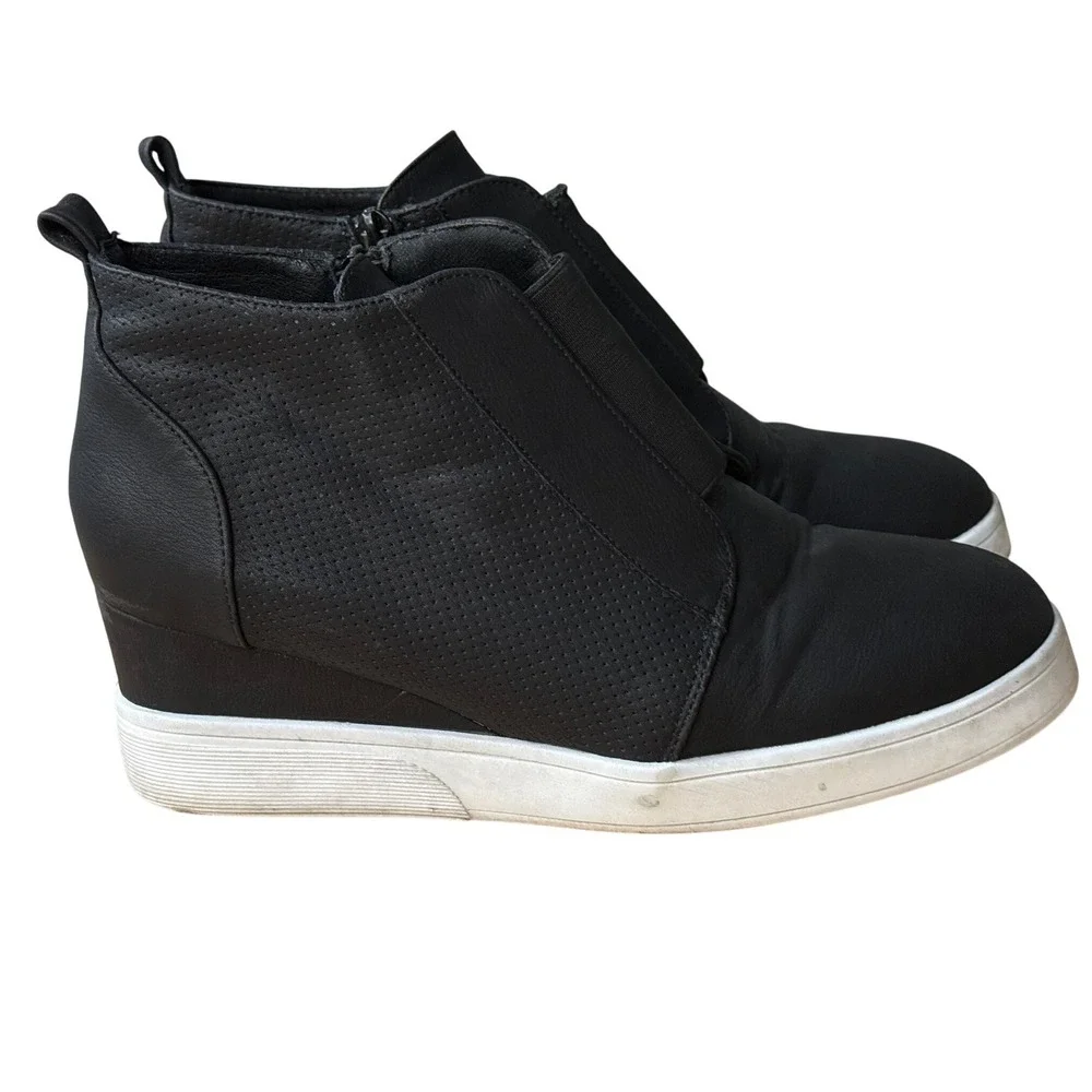 Dream Pairs Womens Black Hidden Wedge Sneakers High Top Zip Up Shoes‎ Size 10